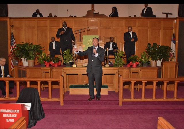Preaching during worship at Metropolitan
